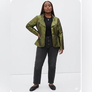 Satin Olive Green Blazer/Top